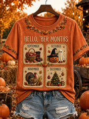 Women's autumn and winter theme pattern design casual short-sleeve T-shirt