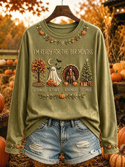 Women's I'm Ready For The 'ber Months Print Round Neck Long Sleeve T-shirt