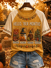 Women's autumn and winter theme pattern design casual short-sleeve T-shirt