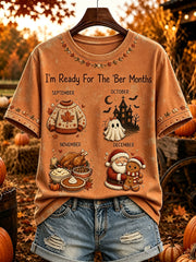 Women's Vintage I'm Ready For The 'ber Months Print Short-sleeved T-shirt