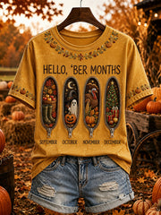 Women's autumn and winter theme pattern design casual short-sleeve T-shirt