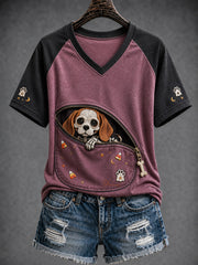 Women's Fun Animals V-Neck Short Sleeve T-Shirt
