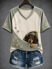 Women's Fun Animals V-Neck Short Sleeve T-Shirt