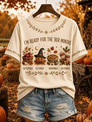 Women’s Vintage I'm Ready For The 'ber Months Print Short-sleeved T-shirt