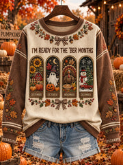 Women's autumn and winter theme pattern design casual sweatshirt