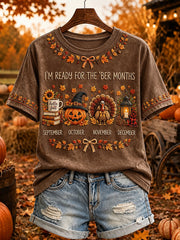Women’s Vintage I'm Ready For The 'ber Months Print Short-sleeved T-shirt