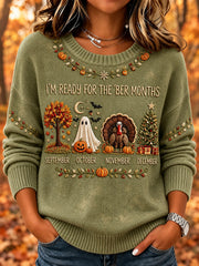 Women's Vintage I'm Ready For The 'ber Months Print Crew Neck Sweater
