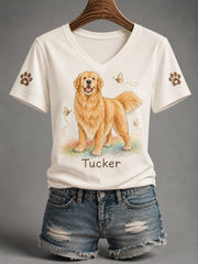Women's Forever In Our Hearts Run Free Tucker Dog Lovers V-Neck Tee
