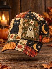 Halloween ghost and black cat unisex hats