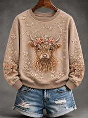 Women's Highland Cow Print Casual Sweatshirt