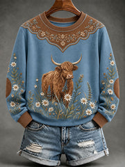 Women's Highland Cow Print Casual Sweatshirt