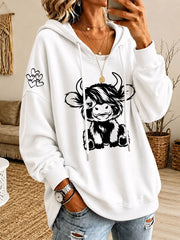 Women’s Highland Cow Print Casual Hoodie