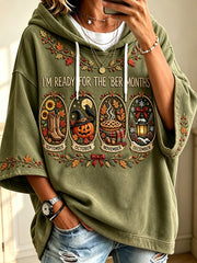 Women's Vintage I'm Ready For The 'ber Months Print Comfy Hoodie