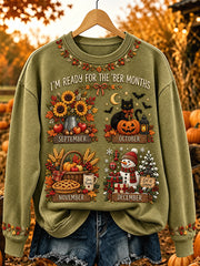 Women's Vintage I'm Ready For The 'ber Months Print Regular Sweatshirt