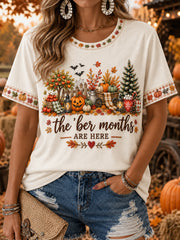 Women's Vintage The 'ber Months Are Here Print Comfy Short-sleeved T-shirt