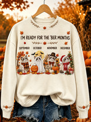Women's I'm Ready For The 'ber Months Cute Cats Print Cozy Sweatshirt