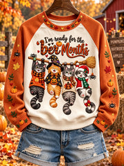 Women's I'm Ready For The 'ber Months Cute Cats Print Cozy Sweatshirt