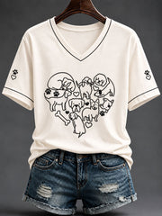 Women's Cute Dog Art Short-Sleeved T-Shirt