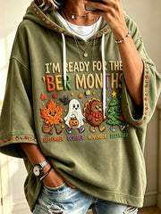 Women's Vintage I'm Ready For The 'ber Months Print Cozy Hoodie