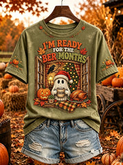 Women's Vintage I'm Ready For The 'ber Months Print Casual T-shirt