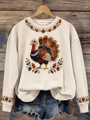 Women's Thanksgiving turkey print Regular Sweatshirt