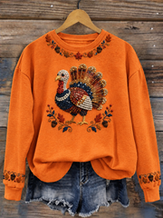 Women's Thanksgiving turkey print Regular Sweatshirt