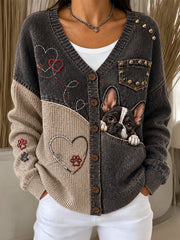 Women's Fun Animals Print Button Cardigan