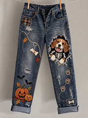 Women's Fun Animals Art Print Pocketing Trousers