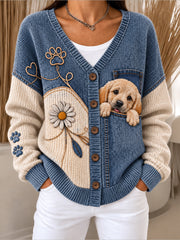 Women's Fun Animals Print Button Cardigan