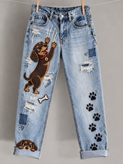 Women‘s  Fun Animals Art Print Flared Trousers