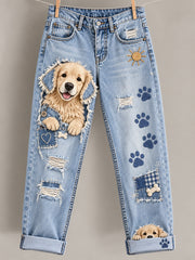 Women‘s  Fun Animals  Art Print Flared Trousers