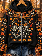 Women's Vintage I'm Ready For The 'ber Months Print Full Zip Hoodie