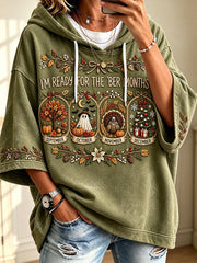Women's Vintage I'm Ready For The 'ber Months Print Comfy Hoodie