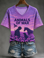 Women's Lest  For Get Animals Of War Short-sleeved T-shirt