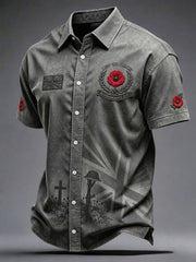 Men's Lest We Forget Print Short Sleeve Shirt