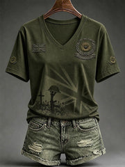Women's Lest We Forget Print Short-sleeved T-shirt