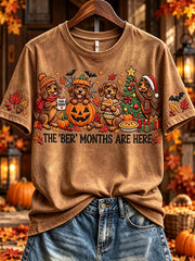Women's Vintage The 'ber Months Are Here Dachshund Print Short-sleeved T-shirt
