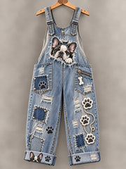 Women's Fun Animal  Art Print Casual Overalls
