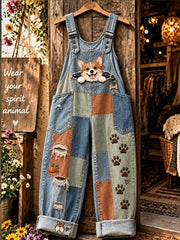 Women's Fun Animal  Art Print Casual Overalls