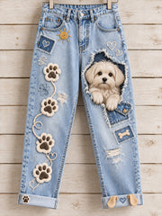 Women's Fun Animals Art Print Flared Trousers