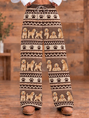 Women's Animal Dog Art Printed Flannel Pants