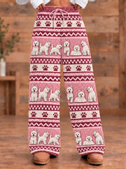 Women's Animal Dog Art Printed Flannel Pants
