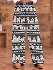 Women's Animal Dog Art Printed Flannel Pants