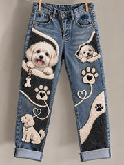 Women's Fun Animals Art Print Flared Trousers