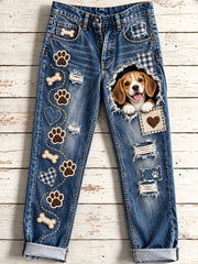 Women's Fun Animals  Art Print Flared Trousers