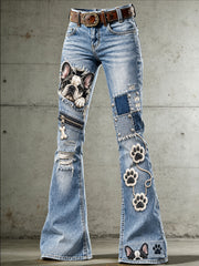 Women's Fun Animals  Art Print Flared Trousers