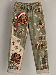 Women's Fun Animal Art Print Flared Trousers