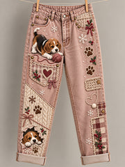 Women's Fun Animal  Art Print Flared Trousers