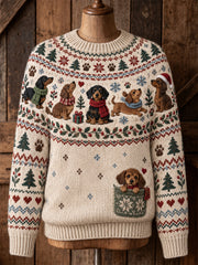 Women's Novelty Animal Knit Crew-Neck Sweater