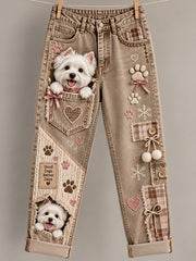Women's Fun Animal  Art Print Flared Trousers